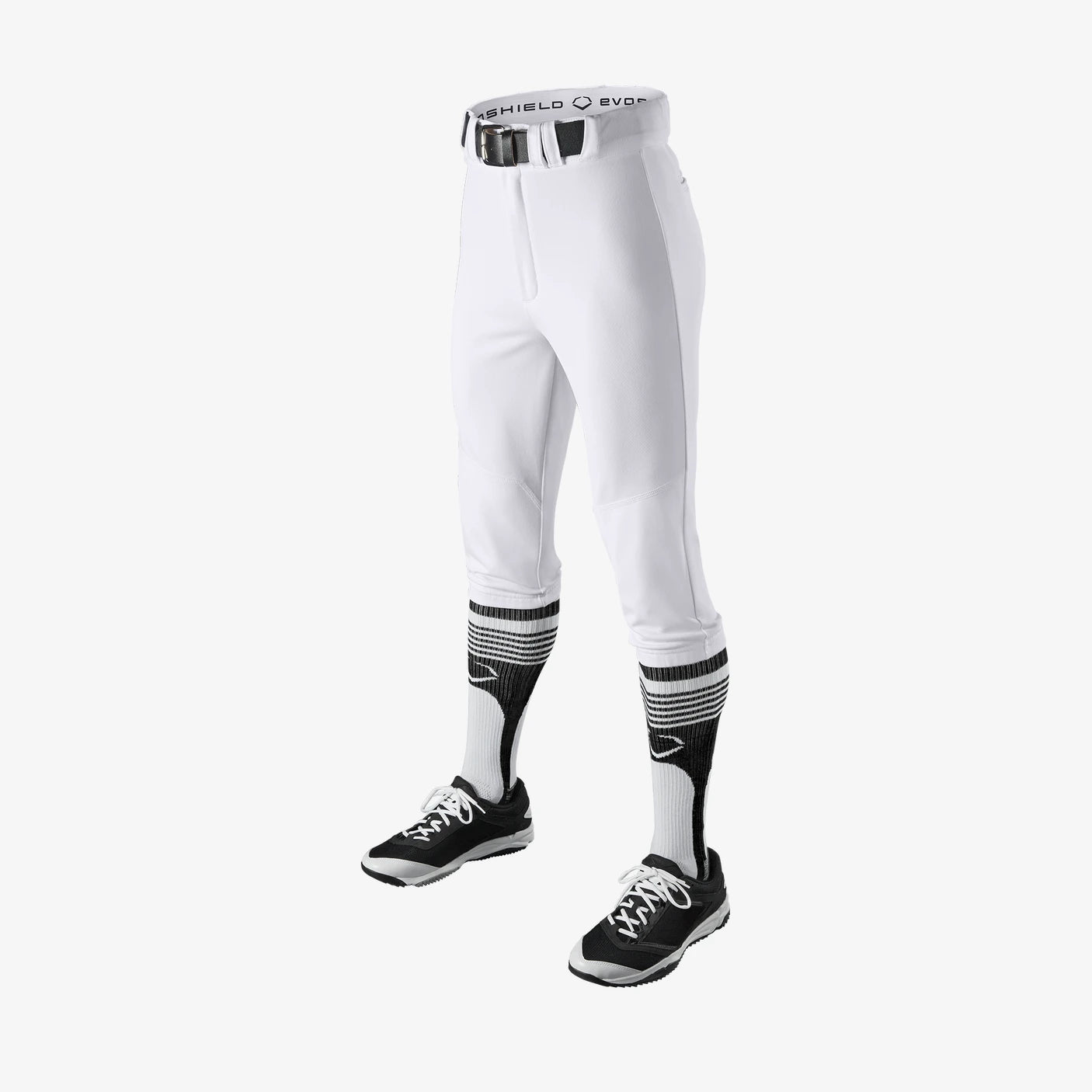 Evoshield Youth and Adult Salute Short Knicker Baseball Pants. White and Grey.